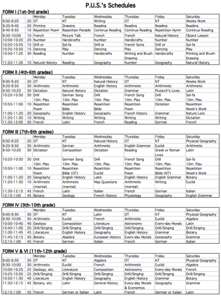 PUS Schedules